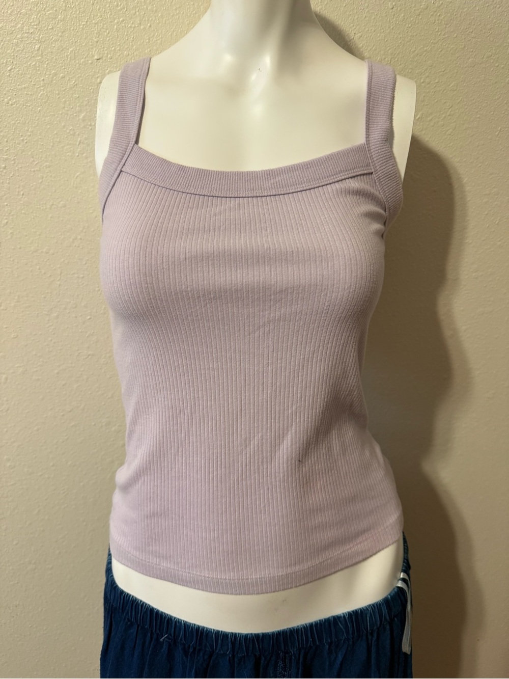 American Eagle Outfitters Lavender Ribbed Square-Neck Tank